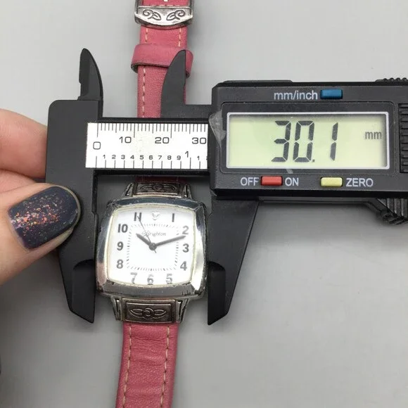 Brighton Orchard Watch Women 30mm Silver Tone Square Dial Leather New Battery - Picture 12 of 14